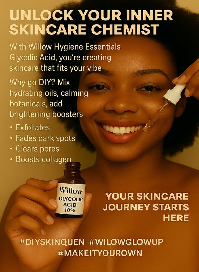 Willow Glycolic Acid 10%,Pure Glycolic Acid Liquid, Glycolic Acid for Makeup, Serum, Toner & Lotion, Industrial Cosmetic Application, Skin & Hair Care Product, Glycolic Acid Bulk, Manufactured in USA, 32 oz - Image 3